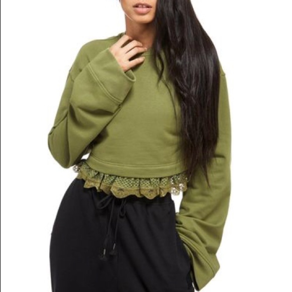 PUMA FENTY RIHANNA Crop Long Sleeve Sweatshirt Top - Picture 2 of 8